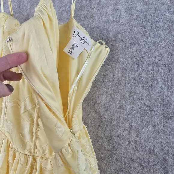 Yellow Embroidered Midi Dress With Spaghetti Straps & Sweetheart Neckline - Picture 6 of 9
